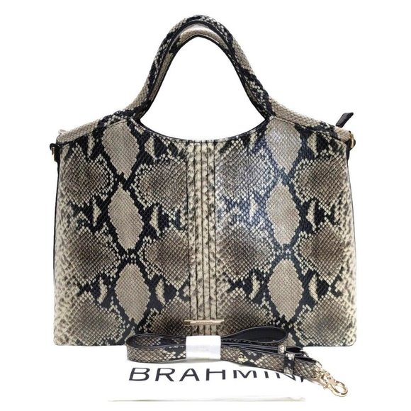 Brahmin Handbags - BRAHMIN Leather Satchel Shoulder Bag Handbag Elaine Caviar Felix Python NWT $445
